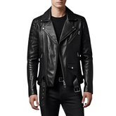 Handmade Cow Leather Biker Jacket – Men's Moto Jacket, Gift For Him Custom Motorcycle