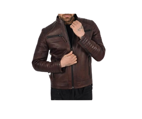 Men's Brown Genuine Leather Biker Jacket – Slim Fit Motorcycle Racing Jacket | Tangico International