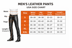 Men's Black Genuine Leather Lace-Up Pants Biker Premium Leather