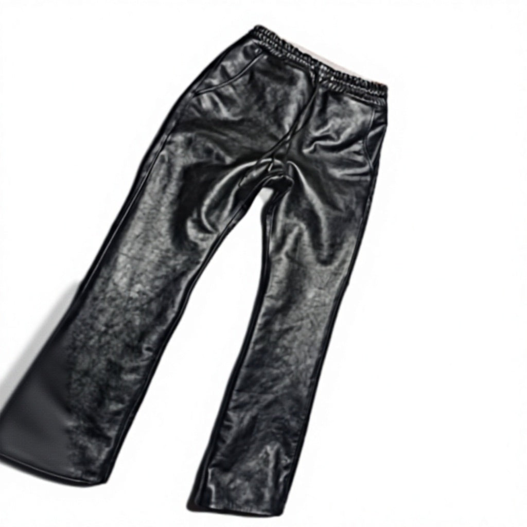 Men's Genuine Leather Pants Black Motorcycle Biker Trousers Slim Fit Custom Sizes