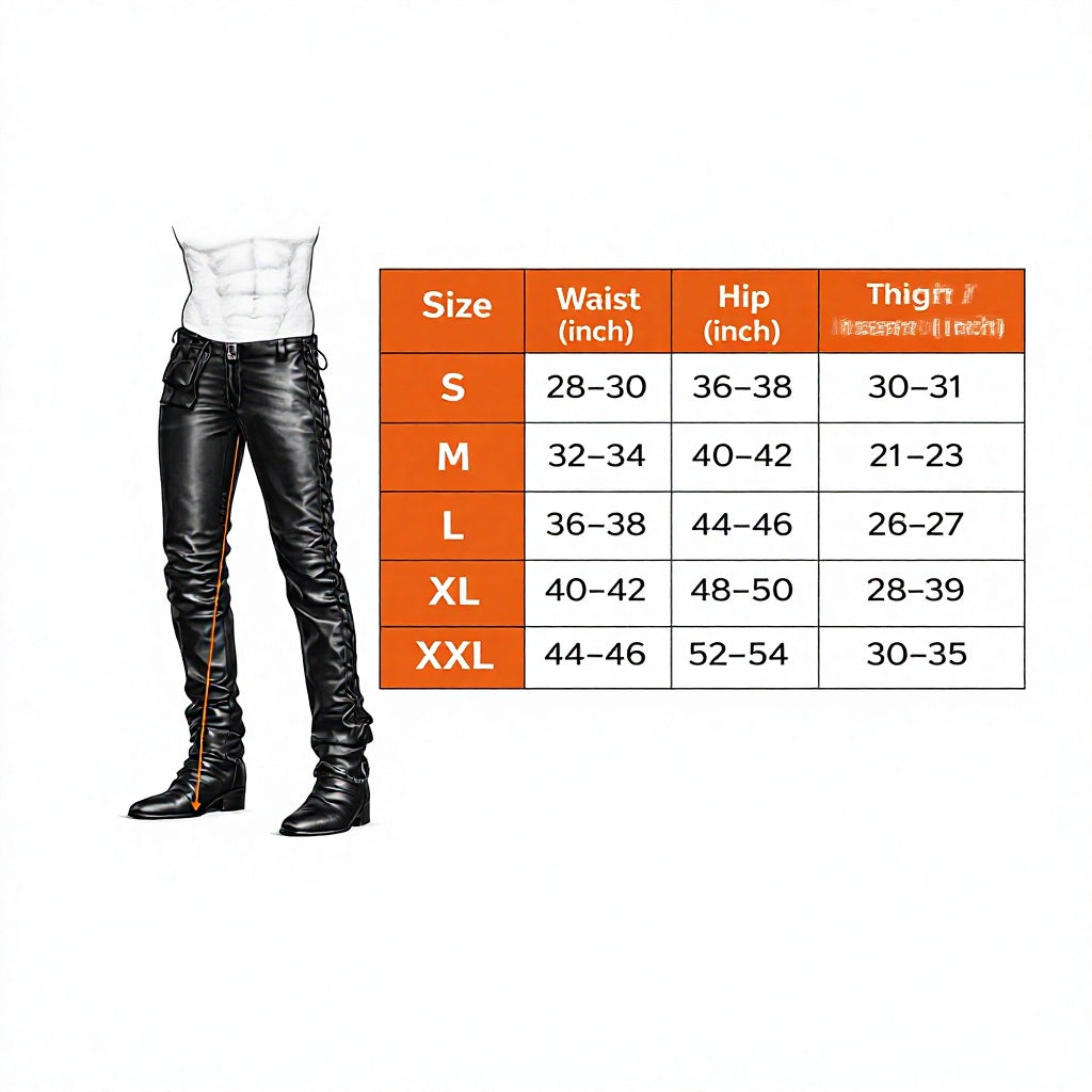 Men's Genuine Leather Motorcycle Biker Pants Black Slim Fit Riding Trousers Custom