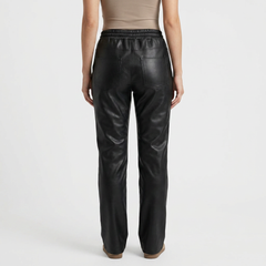 Men's Genuine Leather Pants Black Motorcycle Biker Trousers Slim Fit Custom Sizes