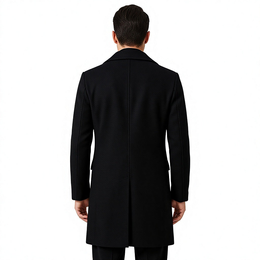 Men's Premium Black Double Breasted Wool Peacoat | Classic Winter Overcoat | Tangico International