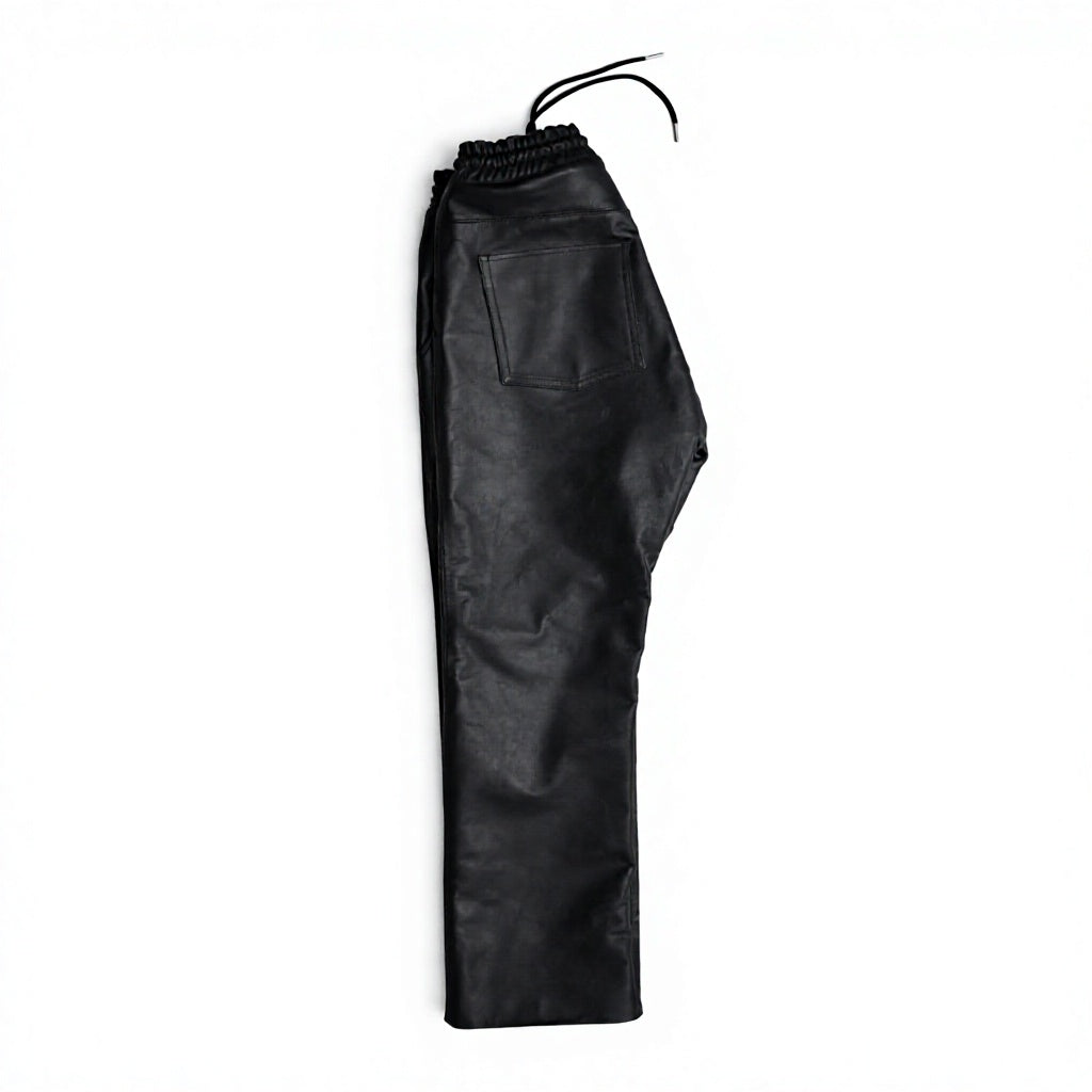 Men's Genuine Leather Pants Black Motorcycle Biker Trousers Slim Fit Custom Sizes