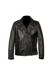 Men Biker Jacket Black Leather Motorcycle Riding Coat Outwear Fashion Slim Fit