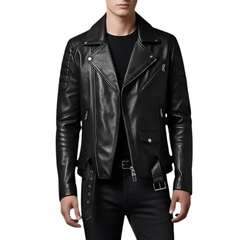 Handmade Cow Leather Biker Jacket – Men's Moto Jacket, Gift For Him Custom Motorcycle